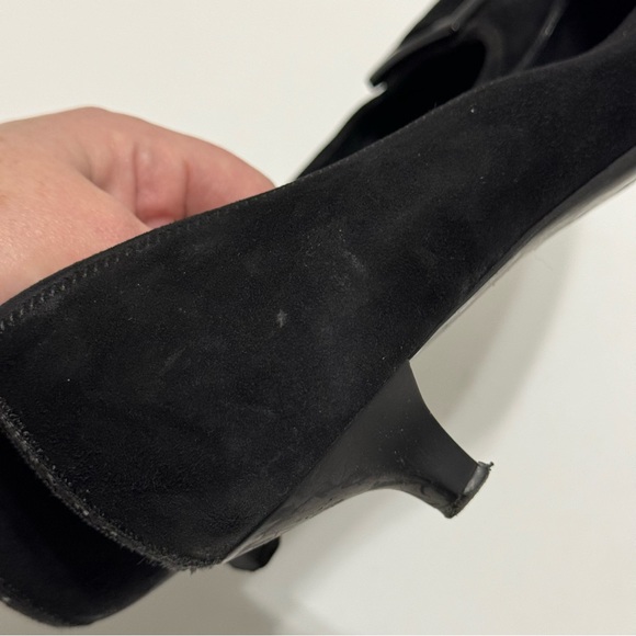 PRADA Vintage Red Label Black Square Toe Suede Buckle Kitten Heels EUC - Picture 7 of 11